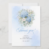 Romantic Blue Floral Eucalyptus Wedding thank you  サンキューカード (正面)