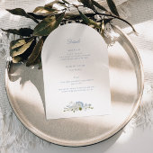 Romantic Blue Floral Monogram All in One Wedding 招待状