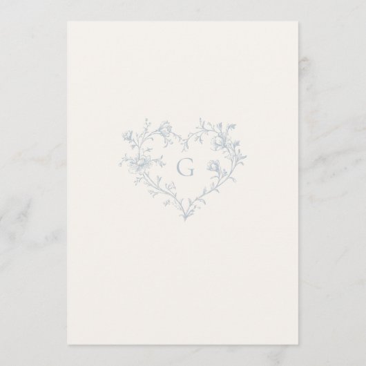 Romantic Blue Floral Monogram Wedding 招待状 (裏面)