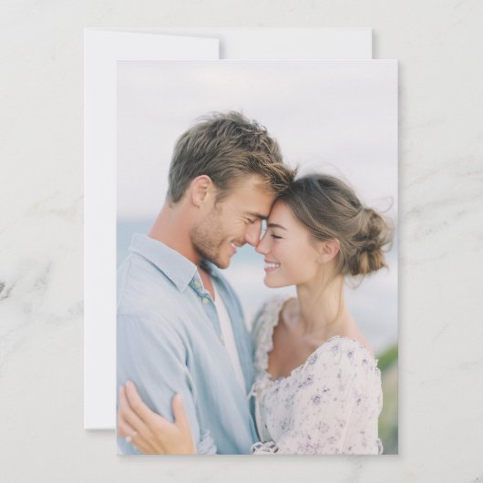 Romantic Blue Floral Photo 招待状 (正面)