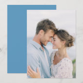 Romantic Blue Floral Photo 招待状 (正面/裏面)