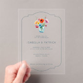 Romantic Blue Floral Wedding Invitation アクリル招待状 (インサイチュ (ポータブル))