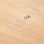 Romantic Blue Floral Wedding Invitation アクリル招待状 (レイダウン)