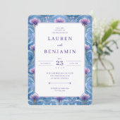 Romantic Blue Floral Wedding Invitation 招待状 (スタンド正面)