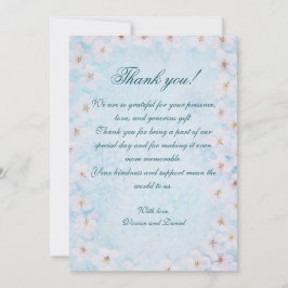 Romantic Blue Floral Wedding Thank You Card サンキューカード