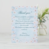 Romantic Blue Floral Wedding Thank You Card サンキューカード (スタンド正面)