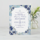 Romantic Blue Flower Floral Wedding Invitation 招待状 (スタンド正面)