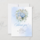 Romantic Blue Flowers Eucalyptus Wedding thank you 出欠カード (正面)