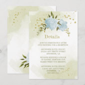 romantic blue flowers with lush greenery details エンクロージャーカード (正面/裏面)