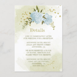 romantic blue flowers with lush greenery details エンクロージャーカード