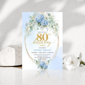 Romantic Blue Garden Floral 80th Birthday Invite 招待状