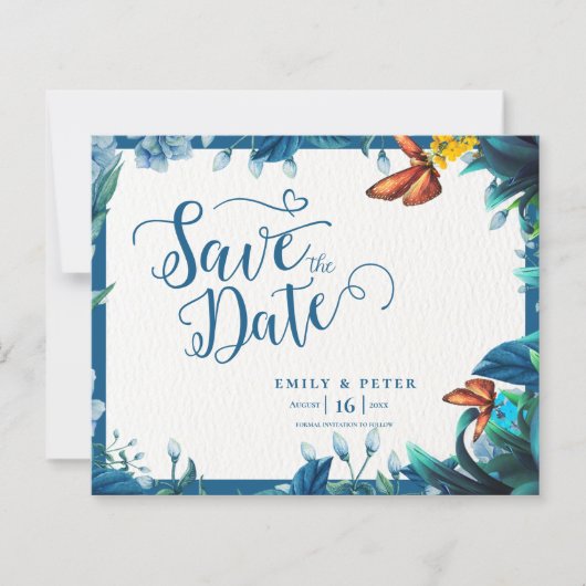 Romantic Blue Green Watercolor Foliage Wedding (正面)