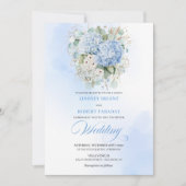 Romantic Blue Hydrangea Botanical Wedding Invite 招待状 (正面)