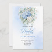 Romantic Blue Hydrangea Floral Bridal Shower Invit 招待状 (正面)