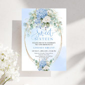 Romantic Blue Hydrangea Sweet Sixteen Invitation 招待状