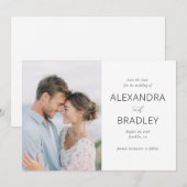 Romantic Blue Minimalist Photo セーブザデート (正面/裏面)