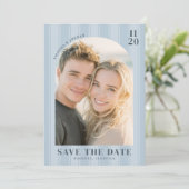 Romantic Blue Minimalist Photo セーブザデート (スタンド正面)