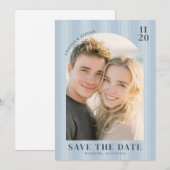 Romantic Blue Minimalist Photo セーブザデート (正面/裏面)