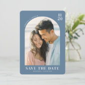 Romantic Blue Minimalist Photo セーブザデート (スタンド正面)