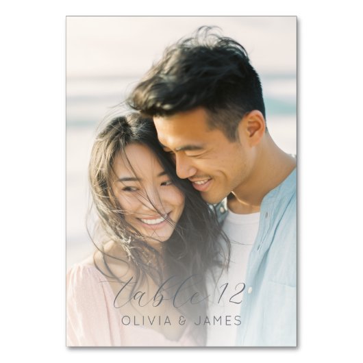 Romantic Blue Minimalist Photo テーブルナンバー (裏面)