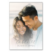 Romantic Blue Minimalist Photo テーブルナンバー (正面)