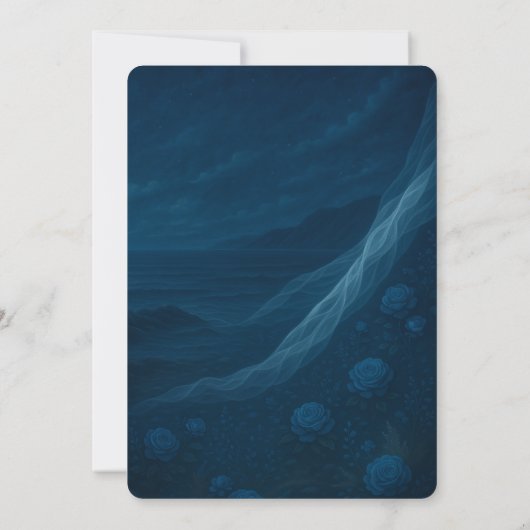 Romantic Blue Moonlit Beach Rehearsal Dinner 招待状 (裏面)