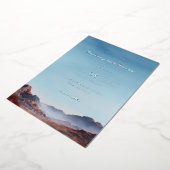 Romantic Blue Mountain Landscape 箔招待状 (回転した状態)