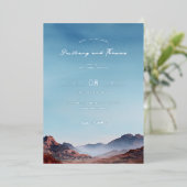 Romantic Blue Mountain Landscape 箔招待状 (立ち正面)