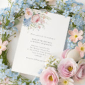 Romantic Blue & Pink Pastel Floral Wedding 招待状