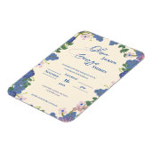 Romantic Blue Purple Floral Wedding Invitation マグネット (左側)