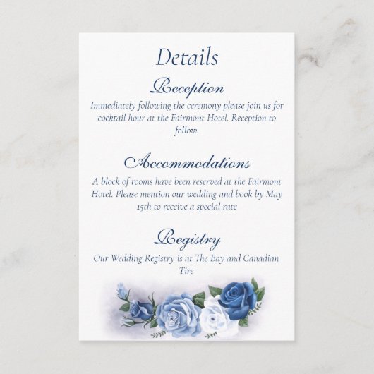 Romantic Blue Regency Gay Botanical Silhouette  エンクロージャーカード (正面)