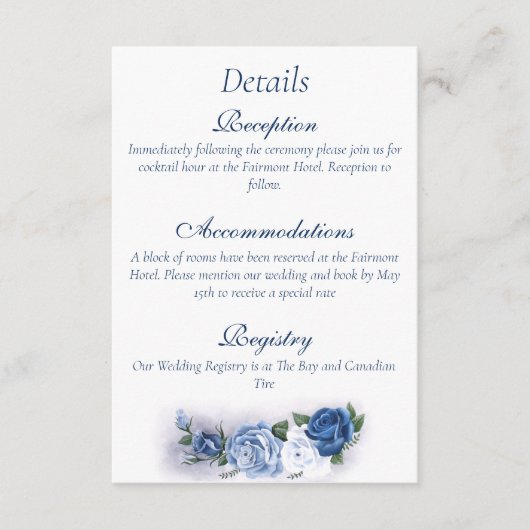 Romantic Blue Regency Gay Botanical Silhouette  エンクロージャーカード (正面)