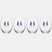 Romantic Blue Regency Gay Botanical Silhouette  ステムなしワイングラス (裏面)