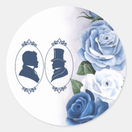 Romantic Blue Regency Gay Botanical Silhouette  ラウンドシール