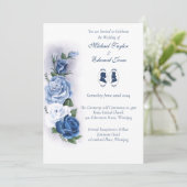 Romantic Blue Regency Gay Botanical Silhouette  招待状 (スタンド正面)