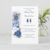 Romantic Blue Regency Gay Botanical Silhouette  招待状 (スタンド正面)