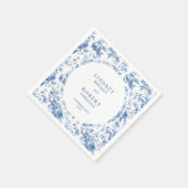 Romantic Blue Roses Toile Personalized Wedding  スタンダードカクテルナプキン (角)
