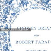 Romantic Blue Roses Toile Personalized Wedding  スタンダードカクテルナプキン