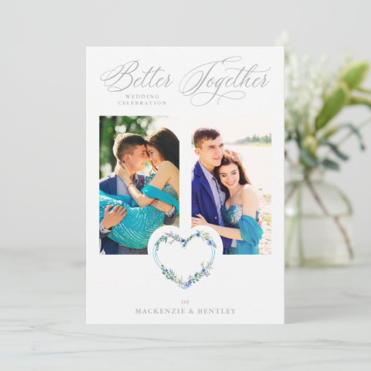 Romantic Blue Shades Grey Floral Heart 2 Photos (スタンド正面)