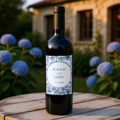 Romantic Blue Toile Wedding ワインラベル