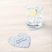 Romantic Blue White Floral Bridal Shower ペーパーコースター (インサイチュ)