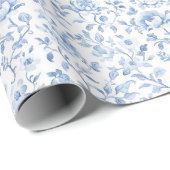 Romantic Blue White Floral Bridal Shower ラッピングペーパー (ロールコーナー)