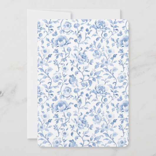 Romantic Blue White Floral Bridal Shower 招待状 (裏面)