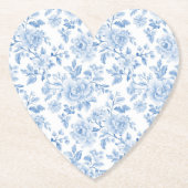 Romantic Blue White Flowers Bridal Shower ペーパーコースター (正面)