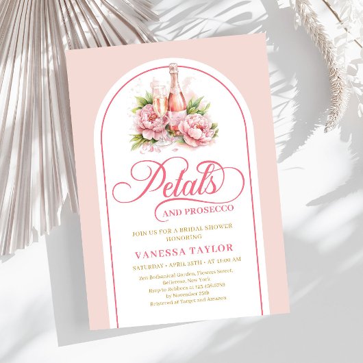 Romantic blush and gold bridal shower invite art 招待状