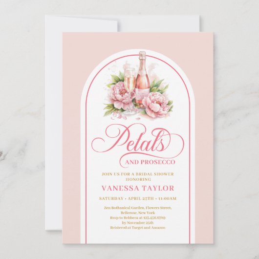 Romantic blush and gold bridal shower invite art 招待状 (正面)