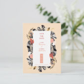 Romantic Blush Black Floral Wedding Save the Date ポストカード (スタンド正面)