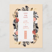 Romantic Blush Black Floral Wedding Save the Date ポストカード (正面)