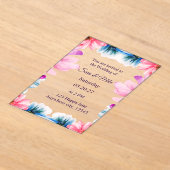 Romantic Blush & Blue floral Wedding Invitation アクリル招待状 (レイダウン)