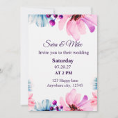 Romantic Blush & Blue Wedding Invitation  招待状 (正面)